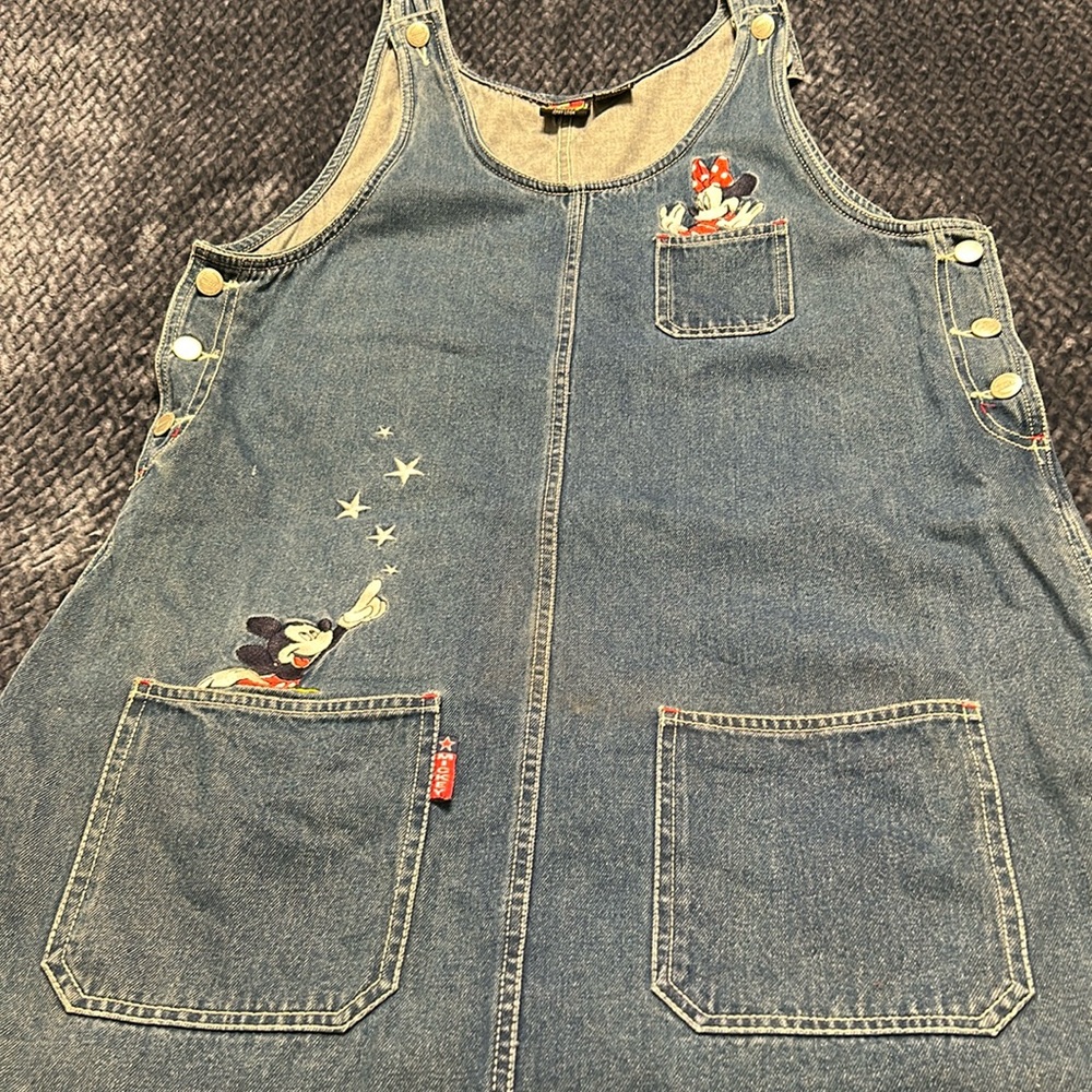 Vintage Disney Minnie and Mickey Denim Jumper Dress Size M 1990’s